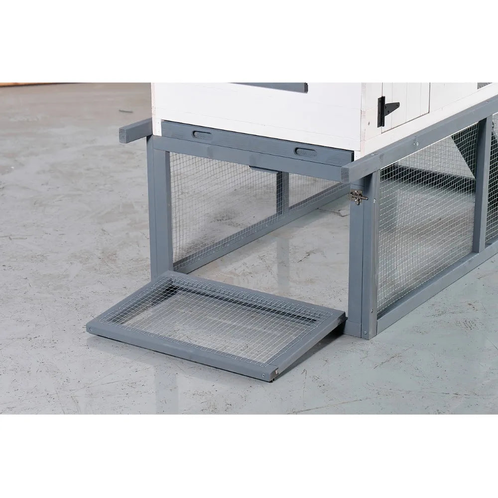 Elevated Chicken Coop With Outdoor Run And Easy Clean Tray