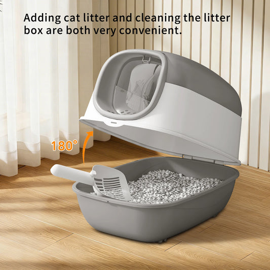 Switchable Open Semi Enclosed Cat Litter Box With Splash Guard