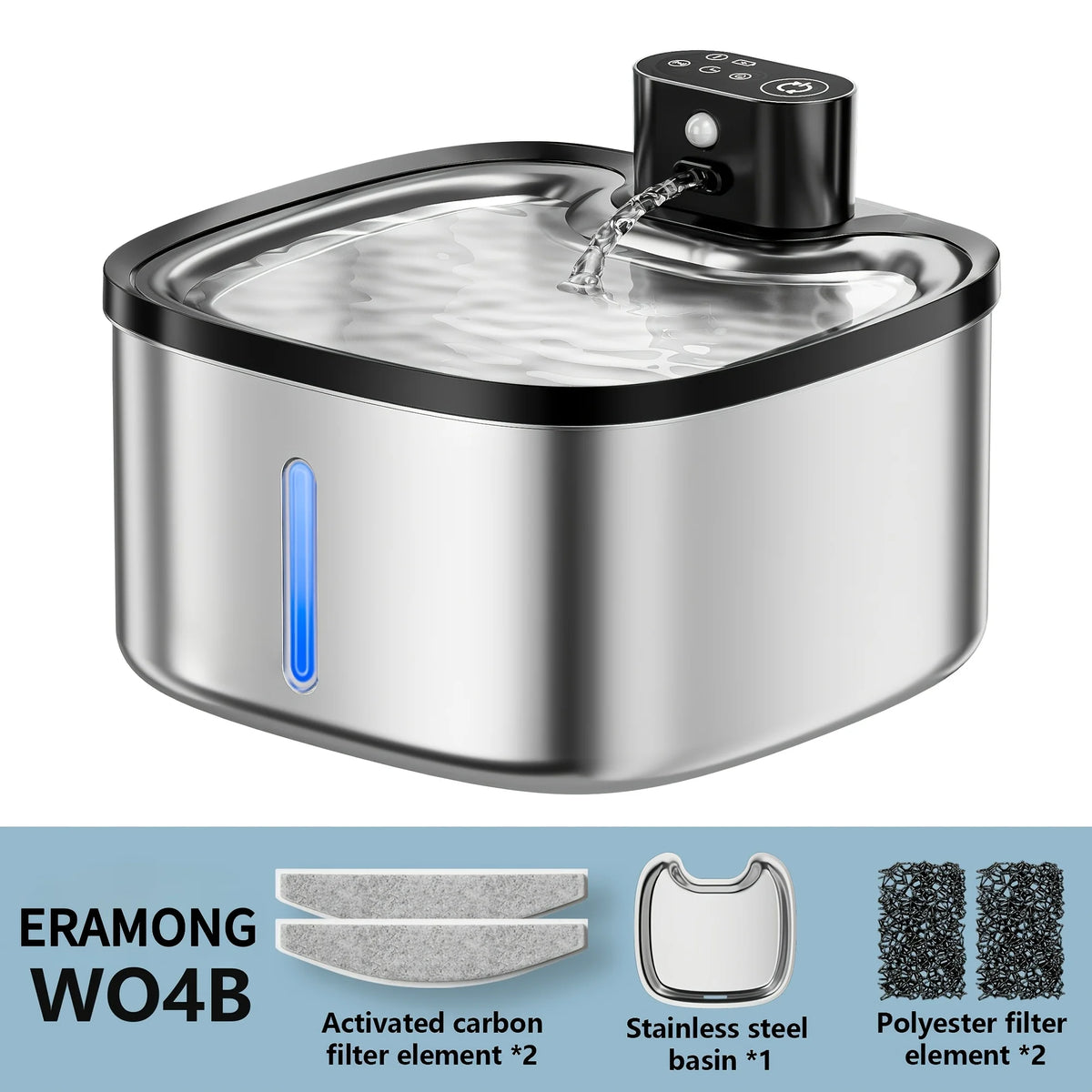 ERAMONG Wireless Smart Pet Water Fountain With Motion Sensor