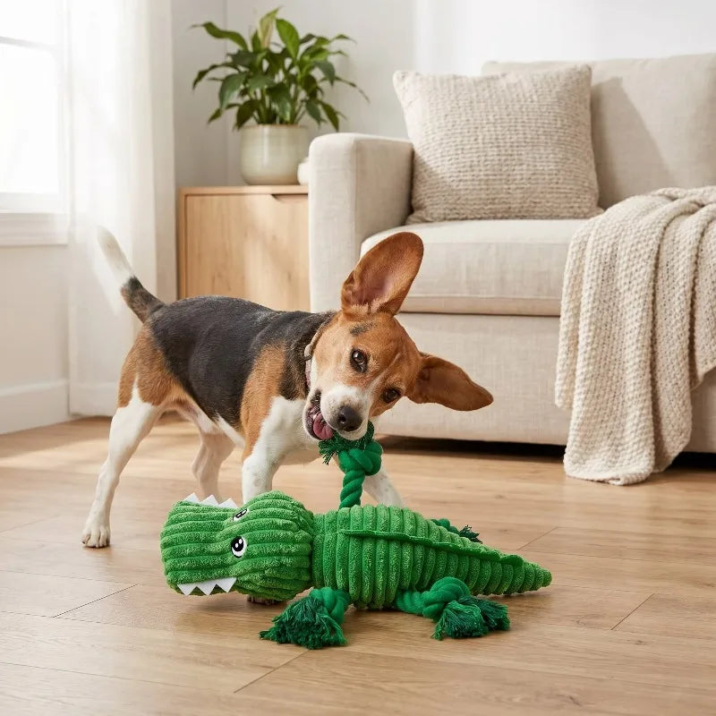 Alligator Plush Dog Toy With Squeaker For Interactive Chewing