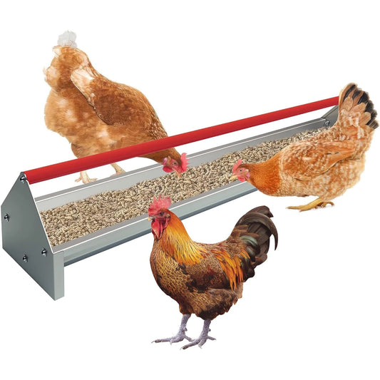 HiMISS Galvanized Steel Poultry Feeding Trough With Drainage Holes