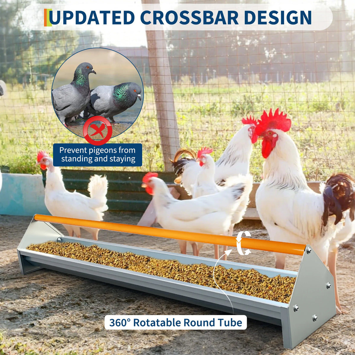 Galvanized Steel Poultry Feeding Trough With Crossbar And Drainage Holes