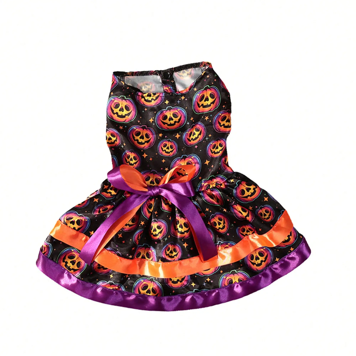Funny Halloween Pumpkin and Skull Print Dog Dress with Bowknot