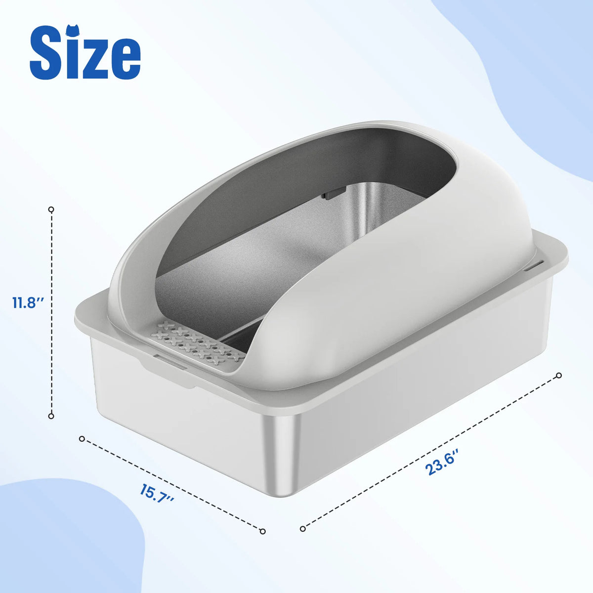 Stainless Steel Covered Cat Litter Box with Scoop and Mat