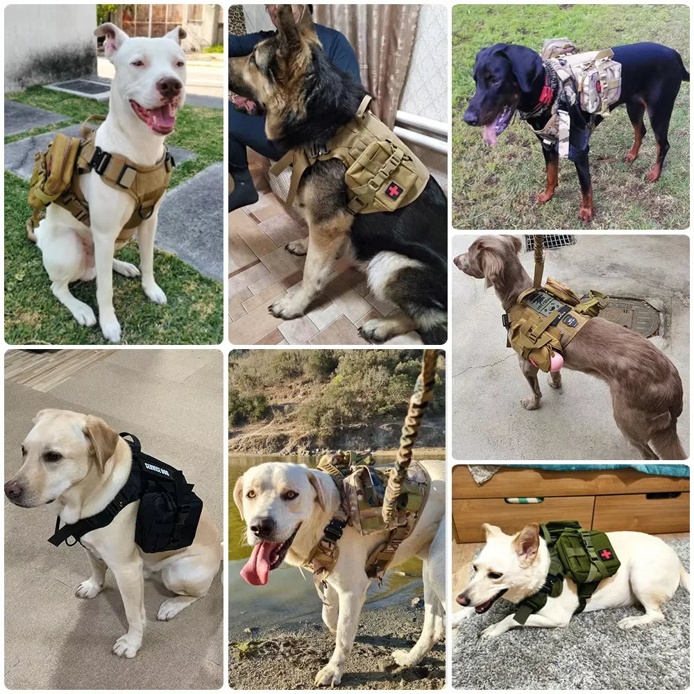 PETRAVEL Tactical Dog Harness Bags With MOLLE Training Pouches