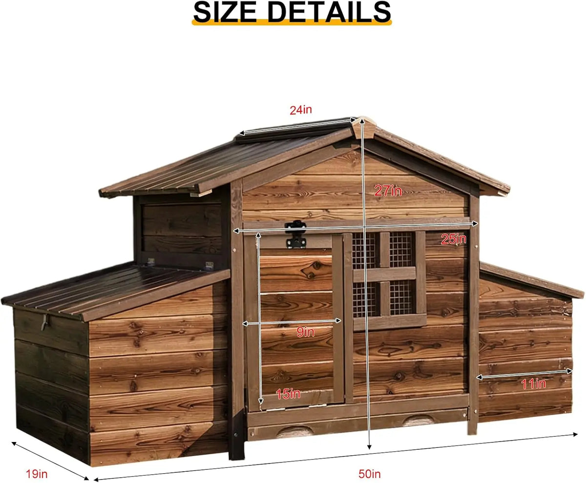 Wooden Chicken Coop with Nesting Boxes and Ventilated Window