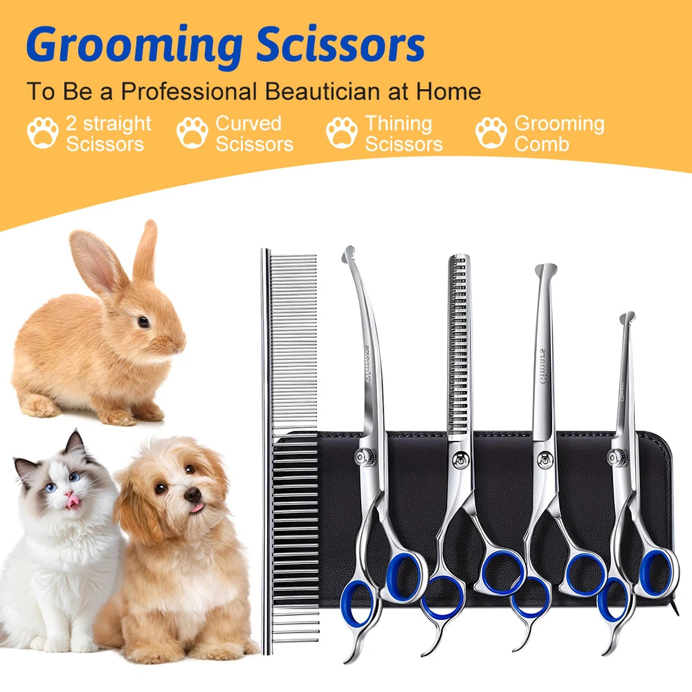 Seven In One Pet Grooming Scissors Set With Ceramic Coating