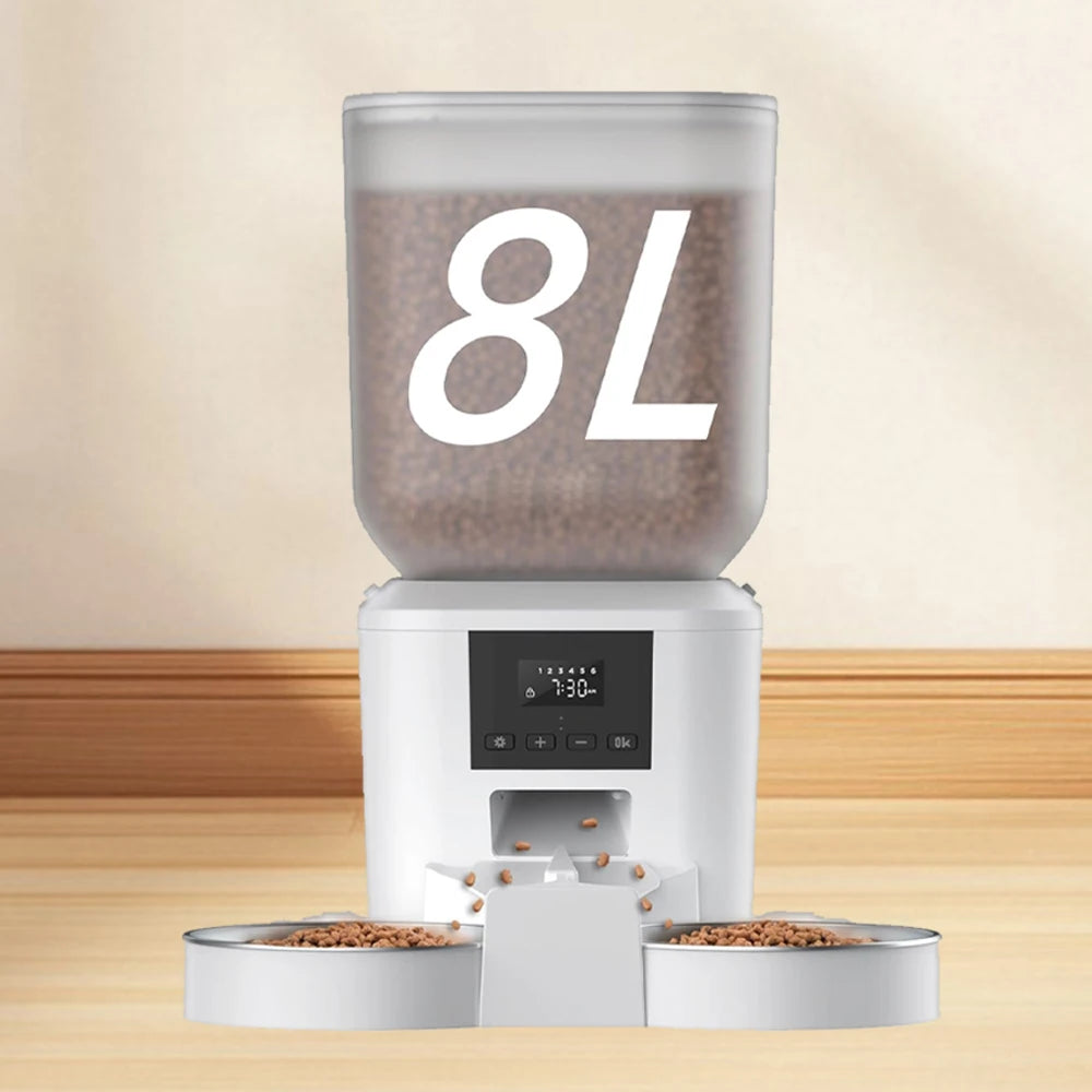 Furpipi Automatic Pet Feeder With Dual Stainless Steel Bowls