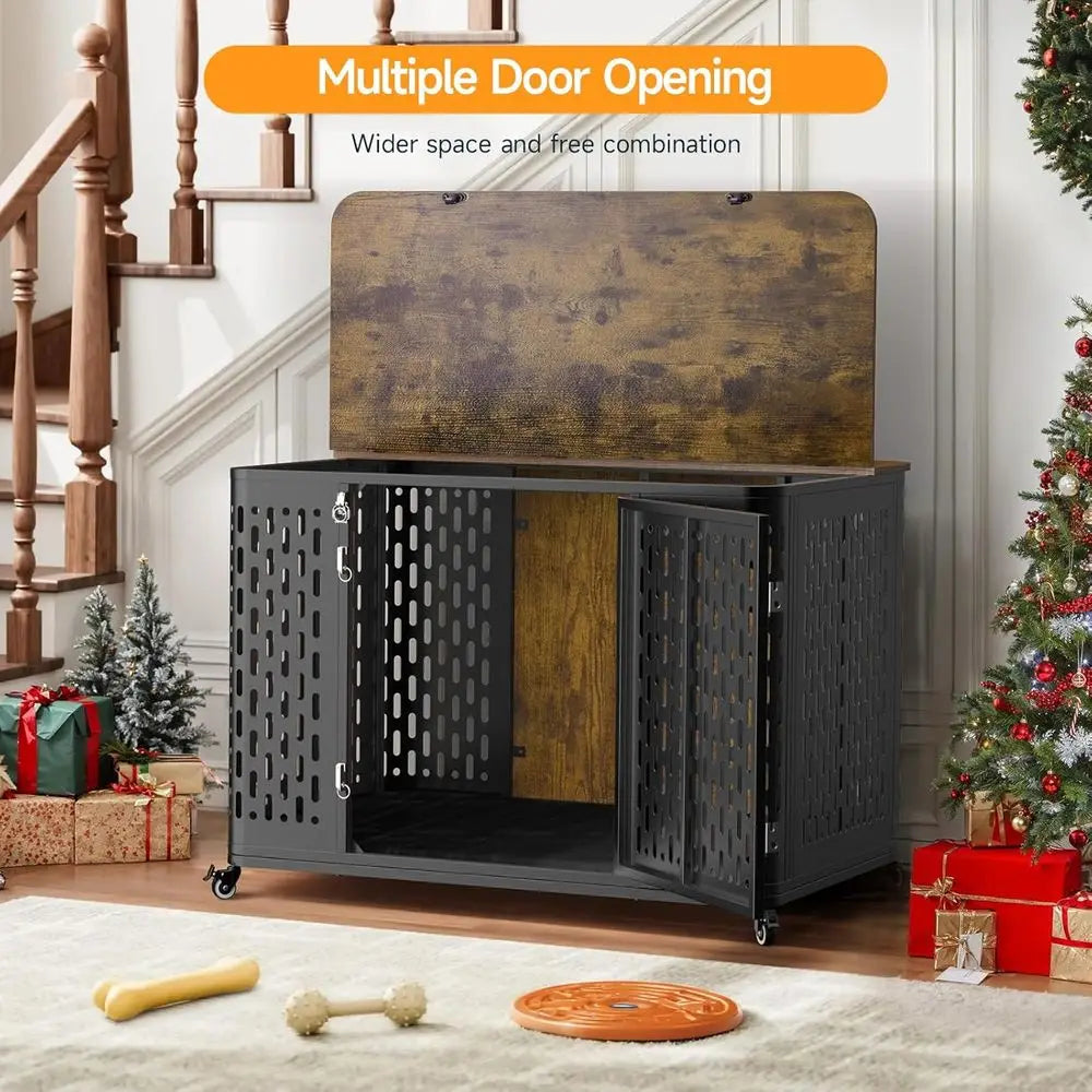 Heavy Duty Chewproof Indoor Dog Crate With Lockable Kennel