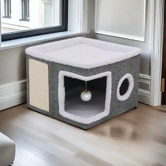 Cozy Indoor Cat House With Large Entrance And Soft Cushion