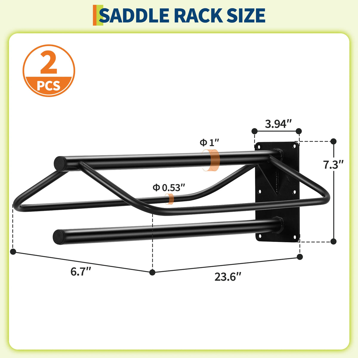 Heavy Duty Wall Mounted Saddle Rack With Double Pad Bar