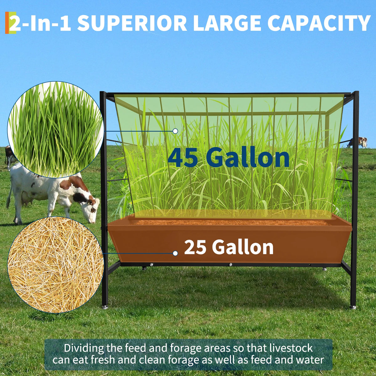 Heavy Duty Pasture Hay Feeder With Grain Pan for Livestock