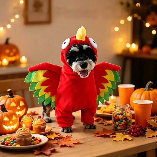 Halloween Pet Turkey Standing Costume With Colorful 3D Wings