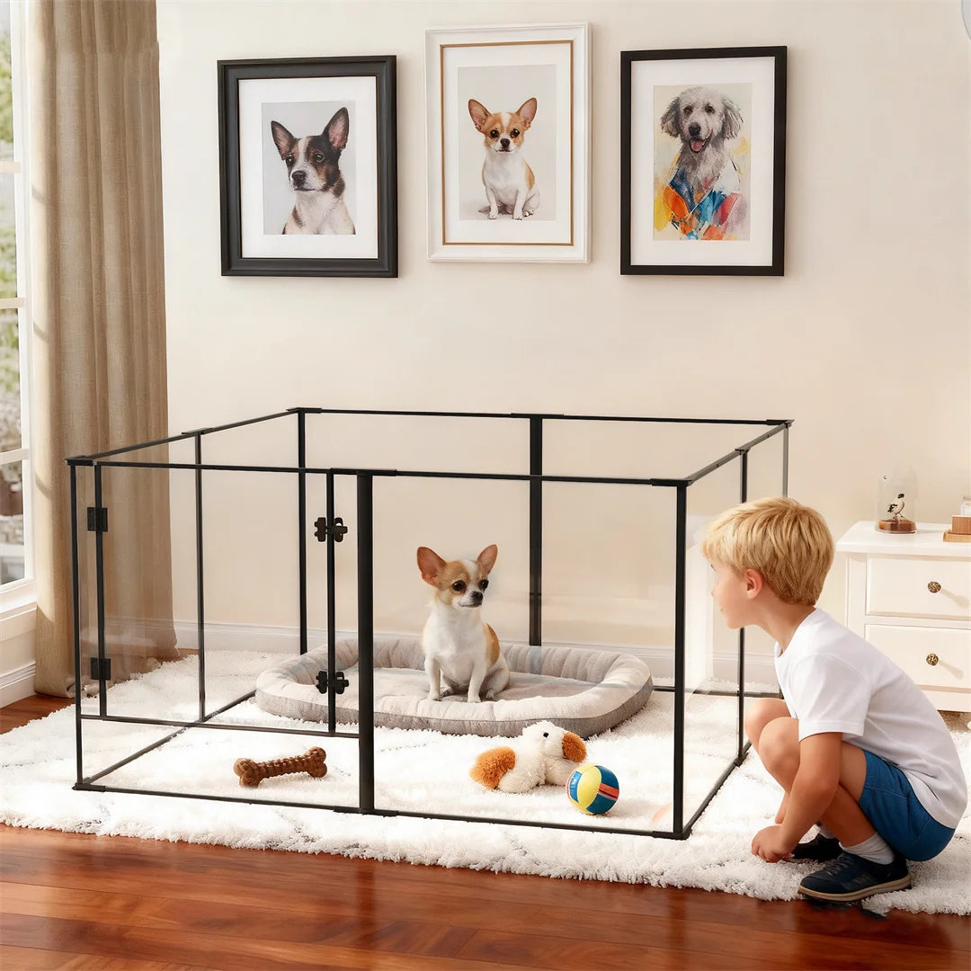 BINGOPAW Acrylic Dog Playpen for Indoor Exercise and Training