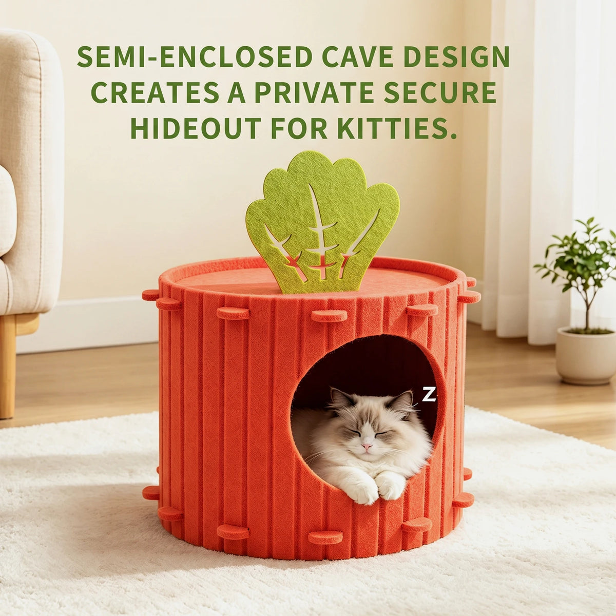 Felt Radish Cat House With Breathable Scratch Resistant Design