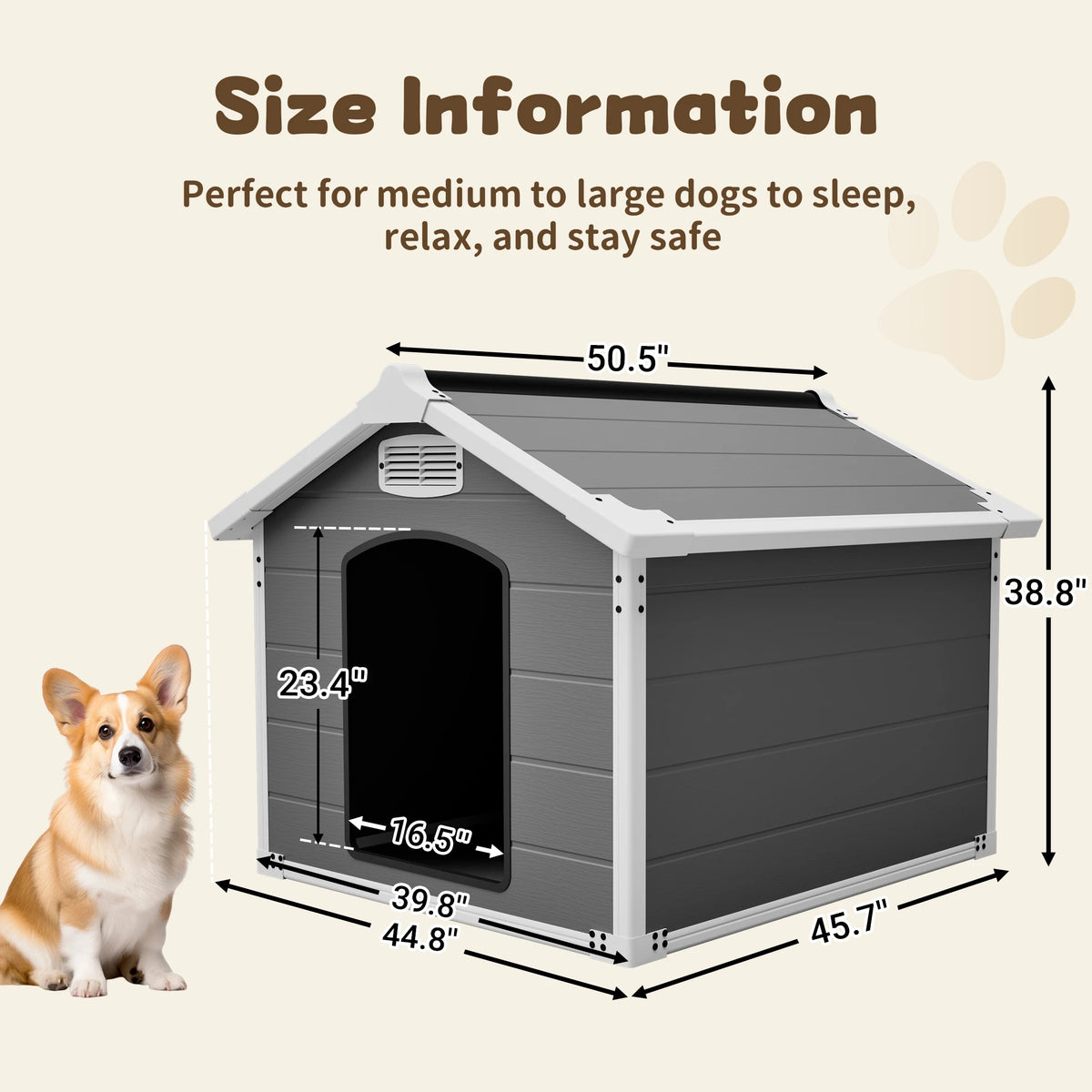 Heavy Duty Waterproof UV Resistant Dog House With Ventilation and Easy Cleaning