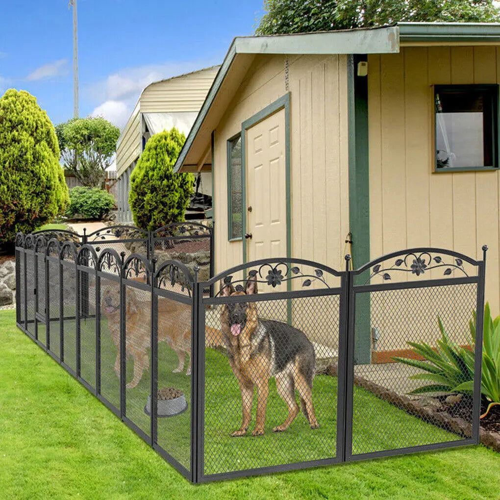 BINGOPAW Foldable Metal Dog Playpen With Gate And Whelping Mat