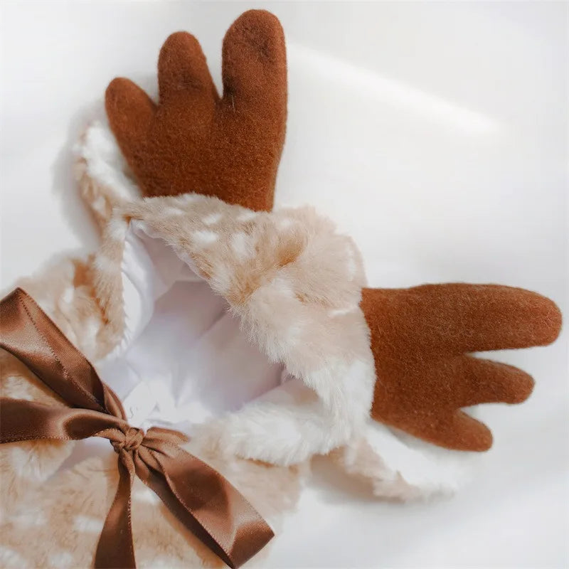 Christmas Reindeer Cape and Hat Costume for Dogs and Cats