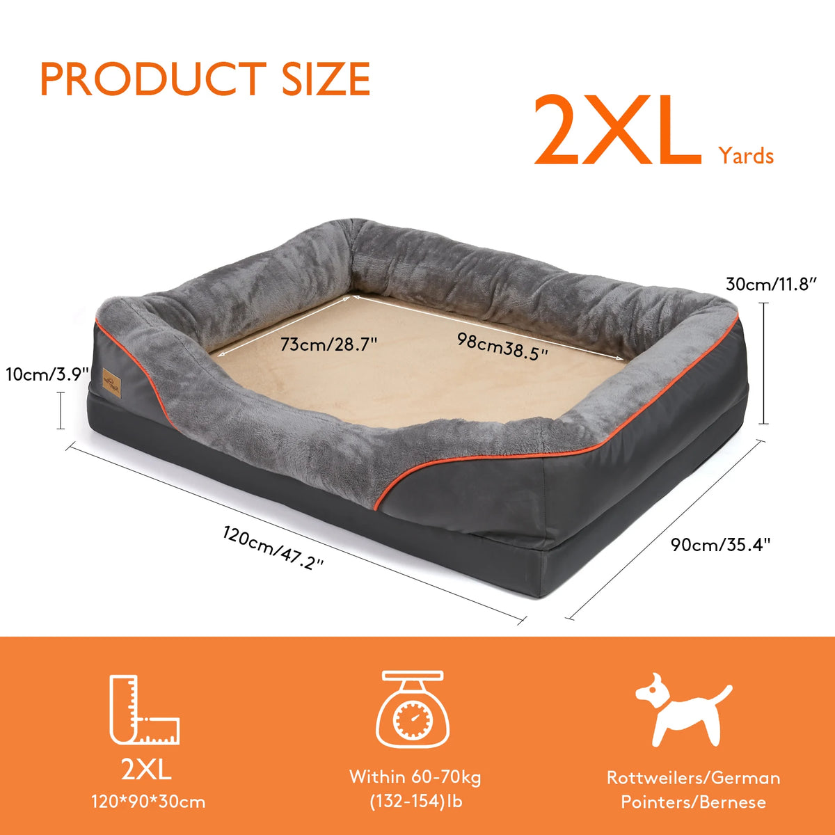 BINGOPAW Washable Waterproof Foam Dog Bed With Removable Fleece Cover