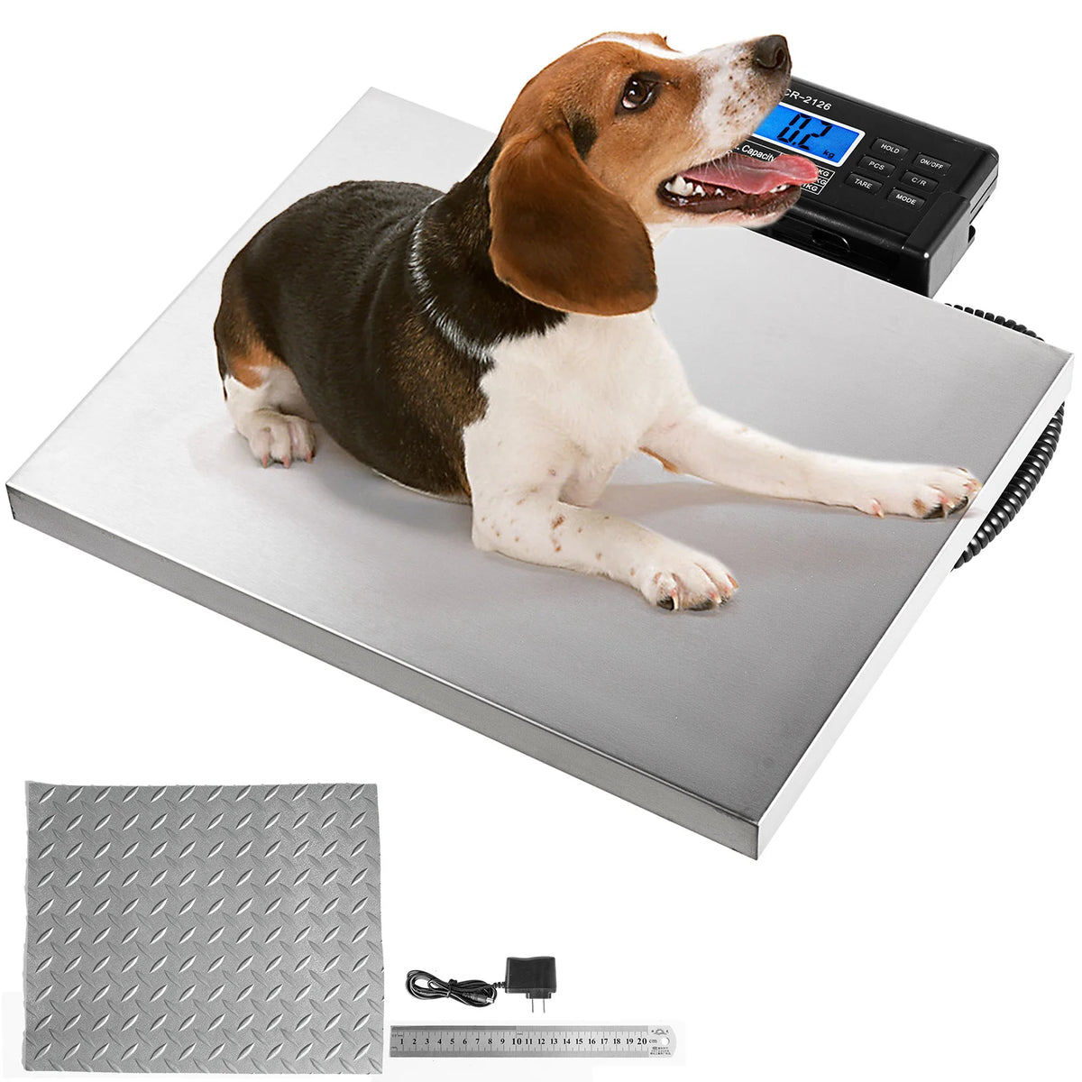 SucceBuy 440/880/1100Lbs Digital Livestock Scale Large Pet Vet Scale Stainless Steel Platform Elect Ronic Postal Shipping Scale