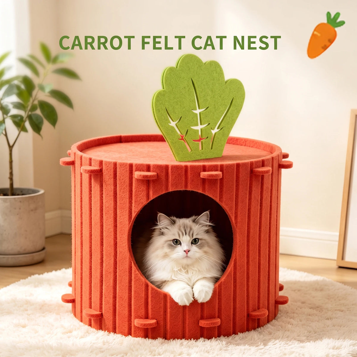 Felt Radish Cat House With Breathable Scratch Resistant Design