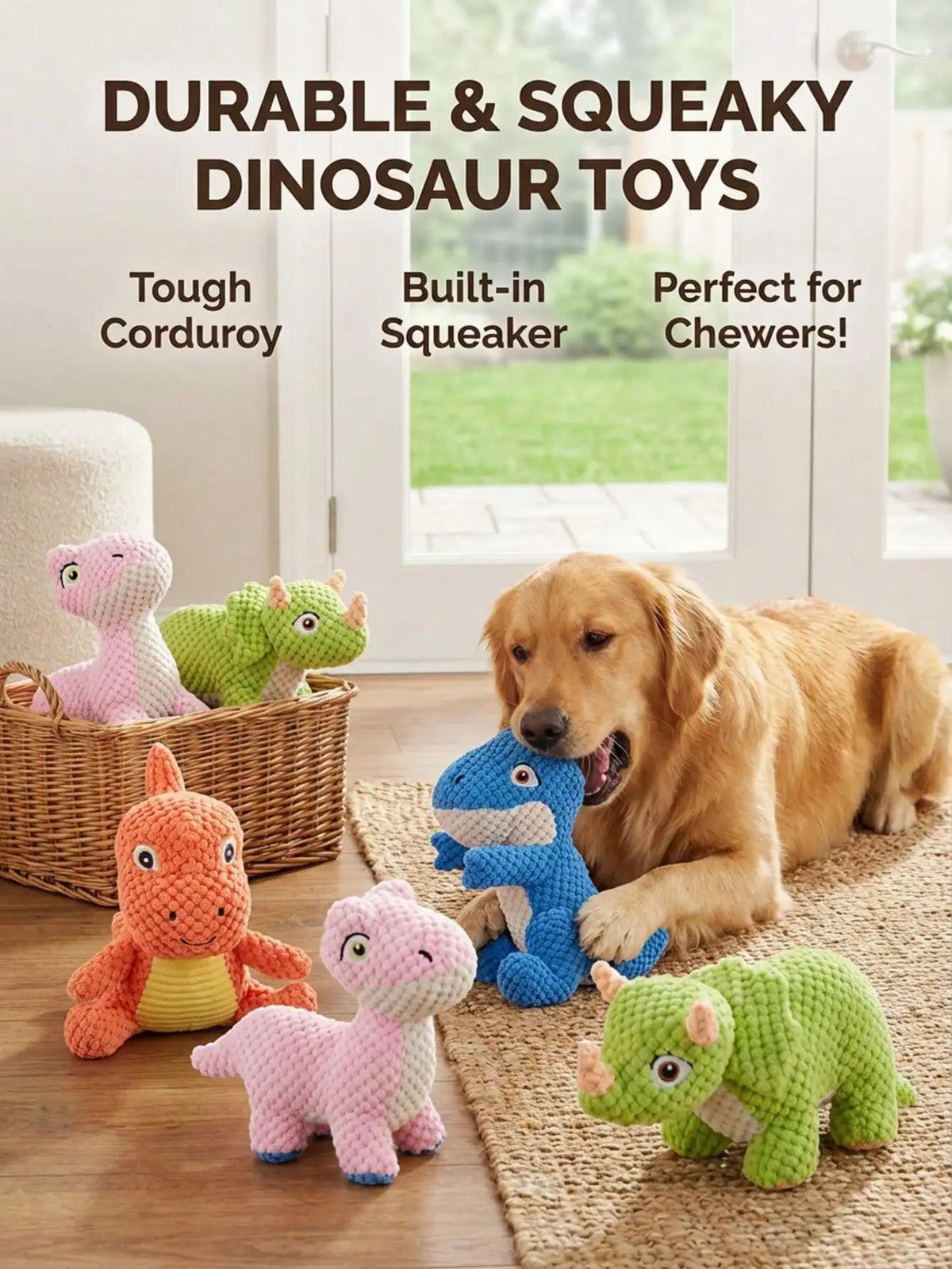 Cute Dinosaur Squeaky Dog Toy With Interactive BB Sound