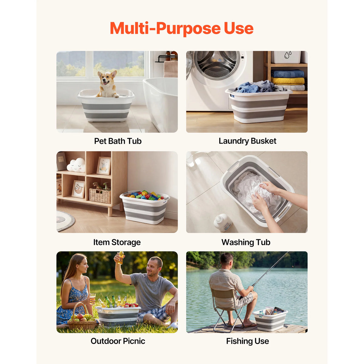 SucceBuy Collapsible Portable Dog Bathtub With Built In Drainage Hole