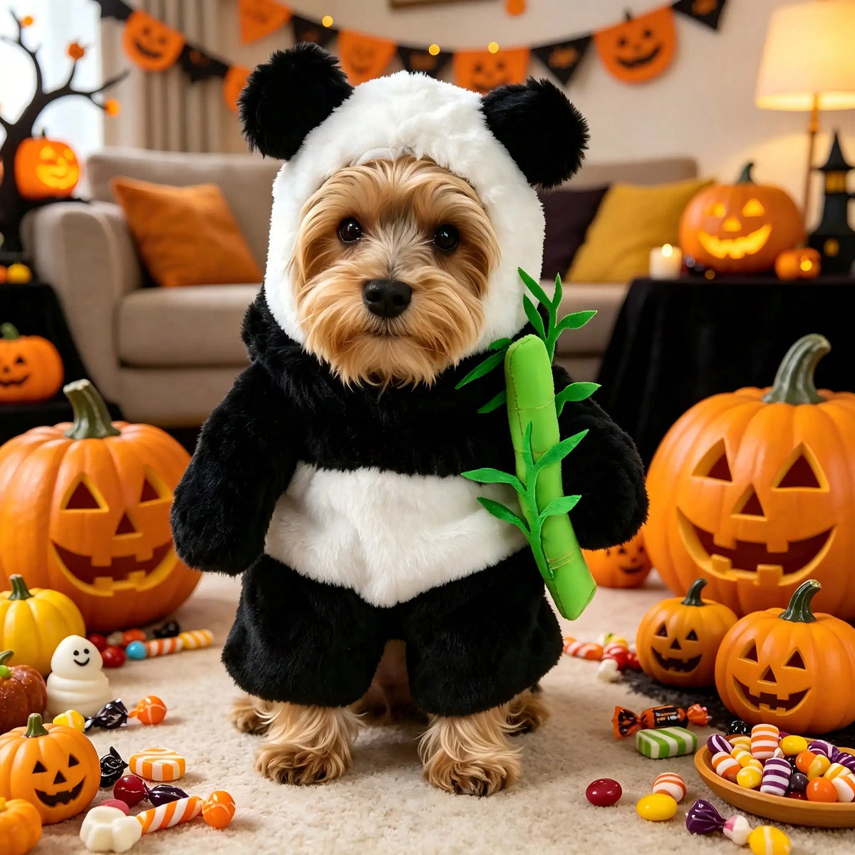 Halloween Dog Panda Transformation Costume With Complete Head Mask