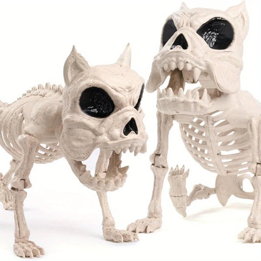 Poseable Halloween Dog Skeleton Decoration for Spooky Party Displays