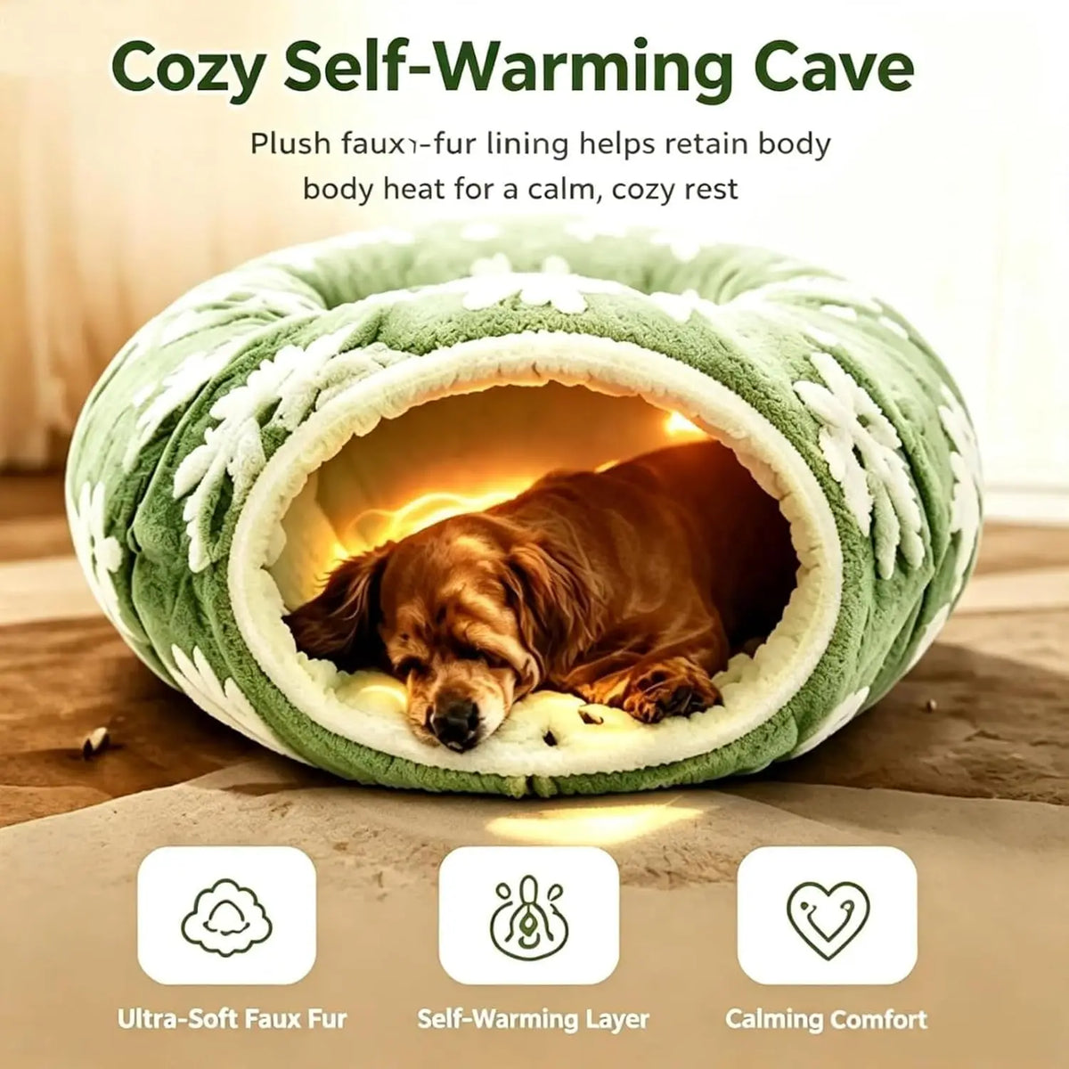 Plush Flower Design Foldable Dachshund Tunnel Bed For Dogs