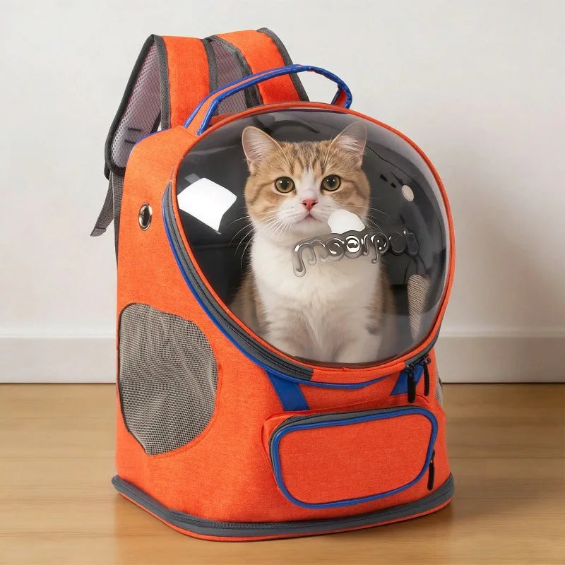 Foldable Breathable Transparent Pet Carrier Backpack for Cats and Dogs