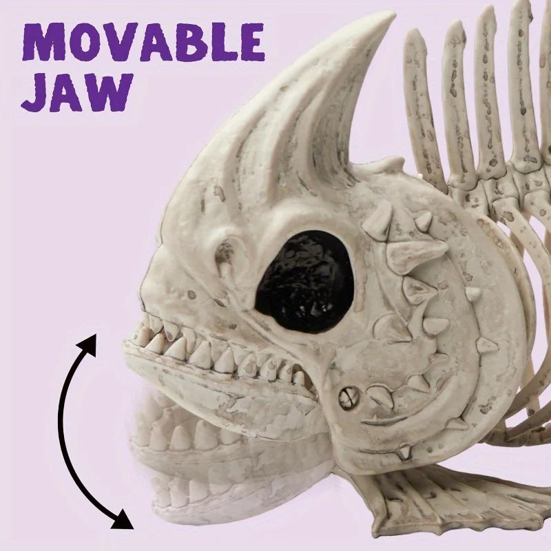 Poseable Fish Skeleton Halloween Decor for Spooky Indoor Outdoor Parties