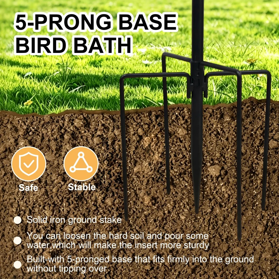 Freestanding Double Bowl Bird Bath and Feeder for Garden Decor