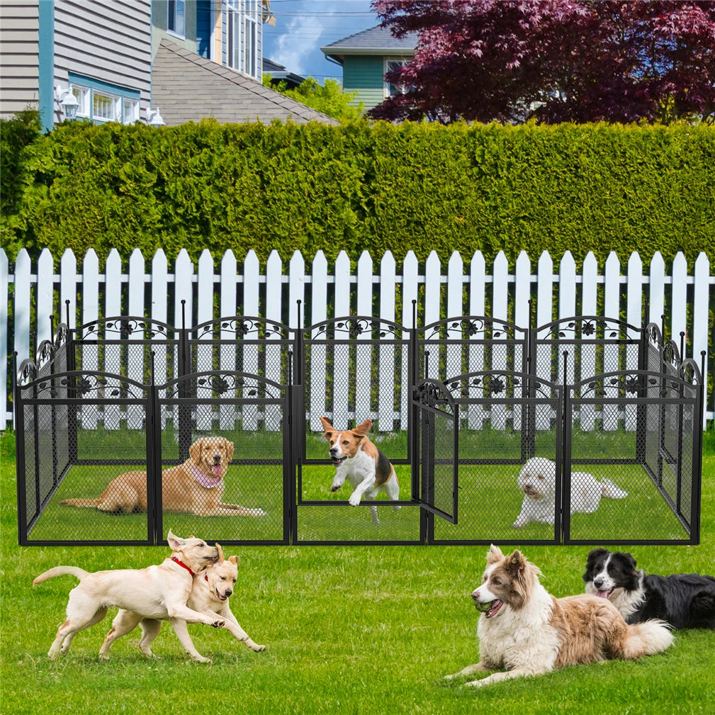 BINGOPAW Foldable Metal Dog Playpen With Gate And Whelping Mat