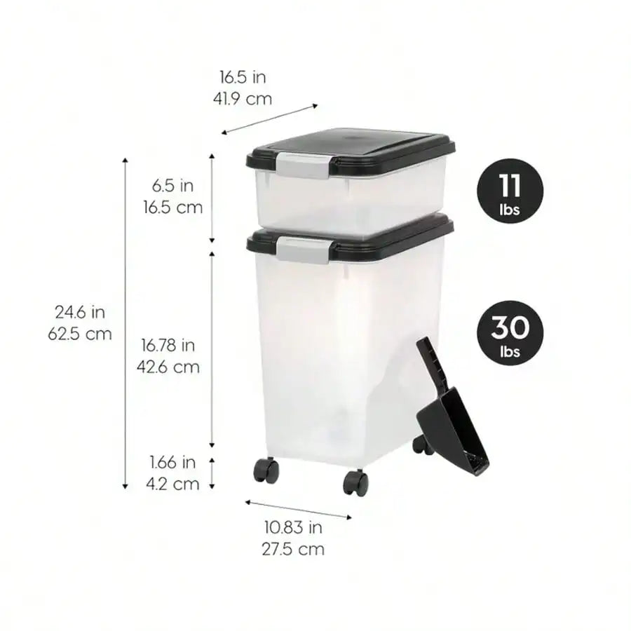 Airtight Stackable Pet Food Storage Container Set With Scoop