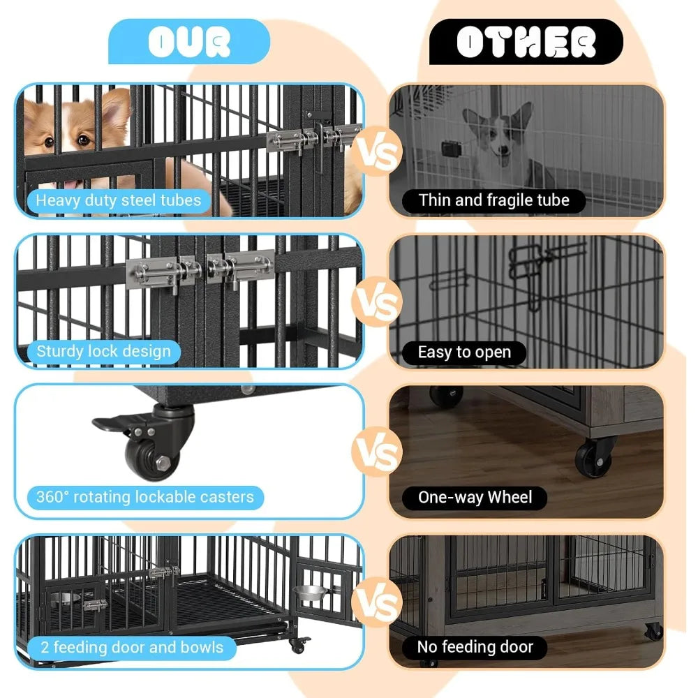 Garvee Heavy Duty Metal Dog Crate With Removable Tray